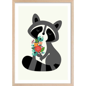 Affiche  orsetto lavatore Affiche + cadre en bois - Chêne