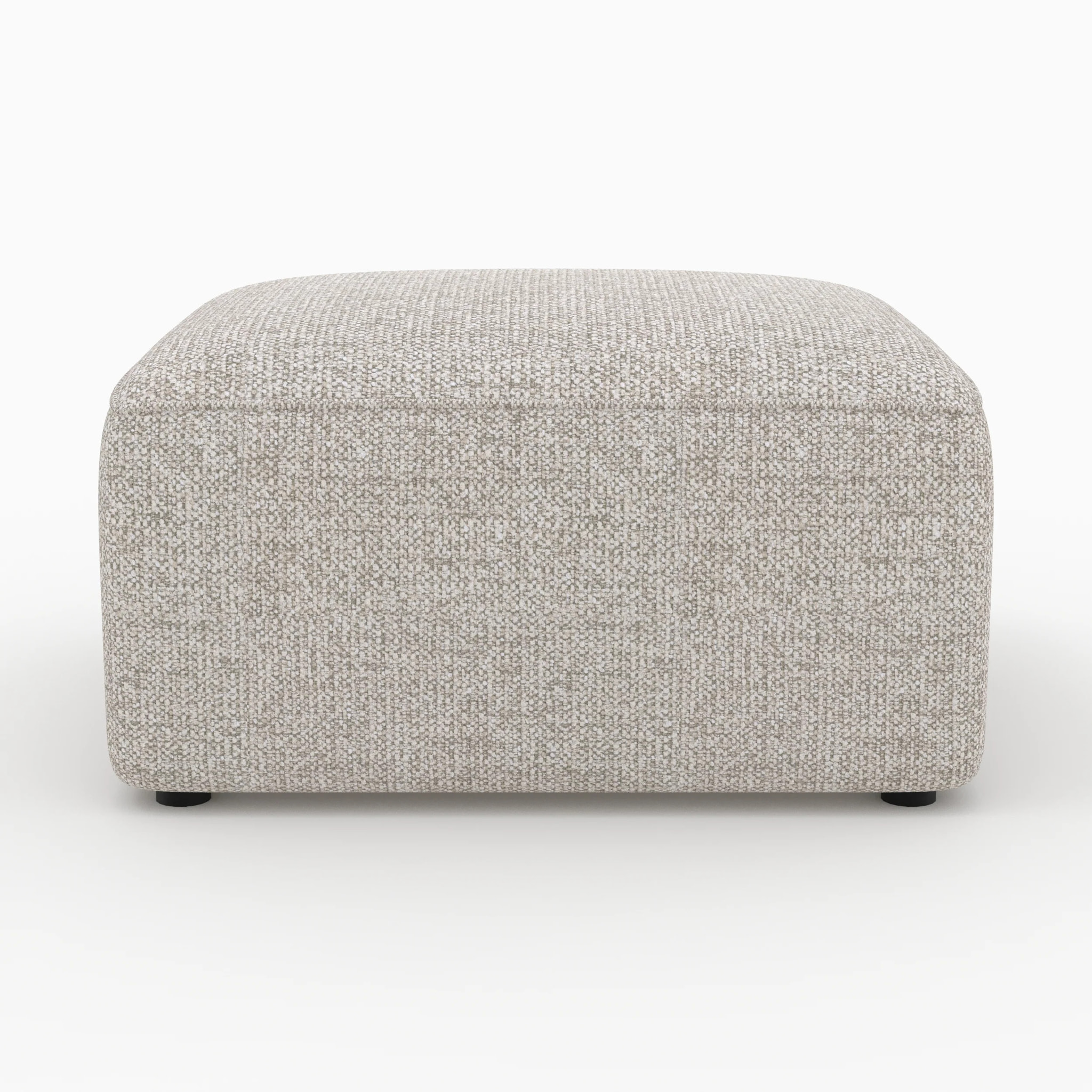 Canapé d'angle gauche modulable, tissu beige 4 places, 2 poufs - Hestia