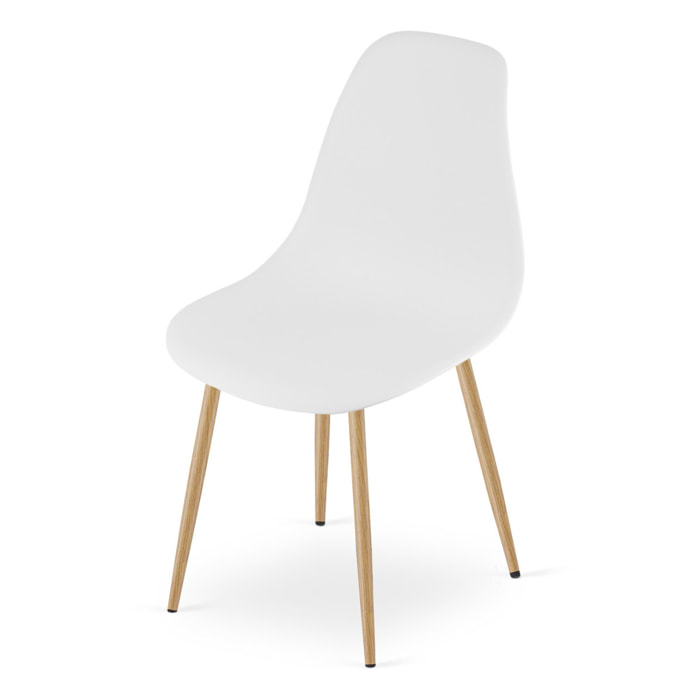 Sedia scandinava WAT bianca con gambe effetto legno