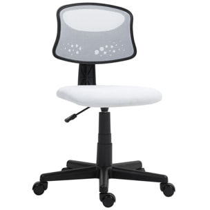 Silla de Oficina sin Brazos Silla de Escritorio Giratoria con Respaldo de Malla Transpirable Altura Ajustable Silla de Despacho Carga 120 kg Blanco