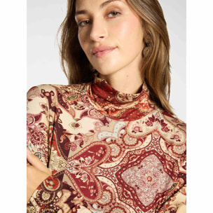 Elena Mirò - T-shirt dolcevita viscosa stampata - Rosso
