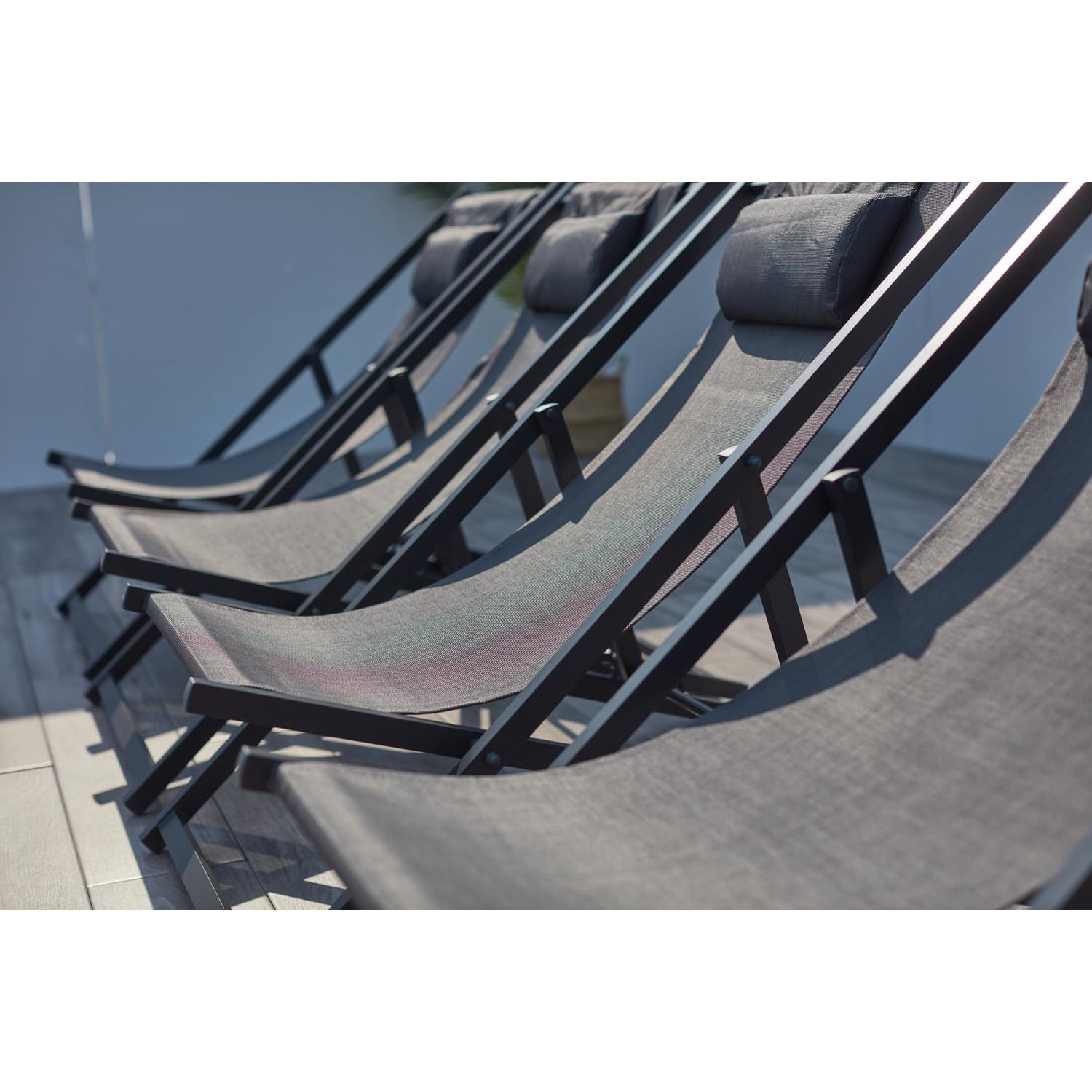 Lot de 4 transats alu gris BIDART