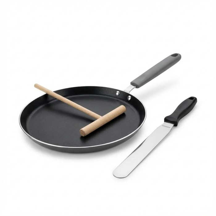 Set de 1 poêle de cuisson 26 cm en aluminium avec 2 ustensiles de cuisine sans PFAS Elo Ducato