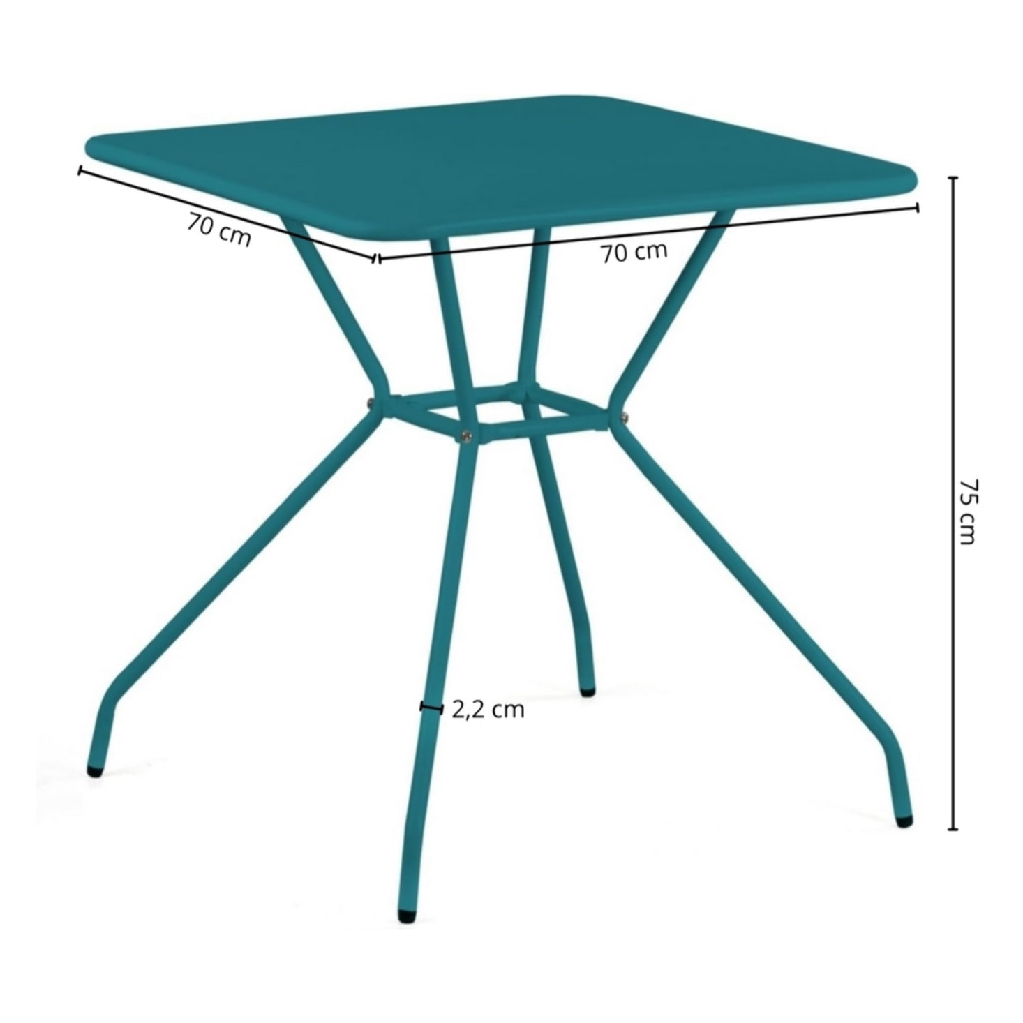 Tavolo da giardino in acciaio 70x70x73 cm, blu