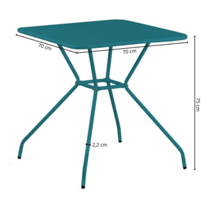 Tavolo da giardino in acciaio 70x70x73 cm, blu
