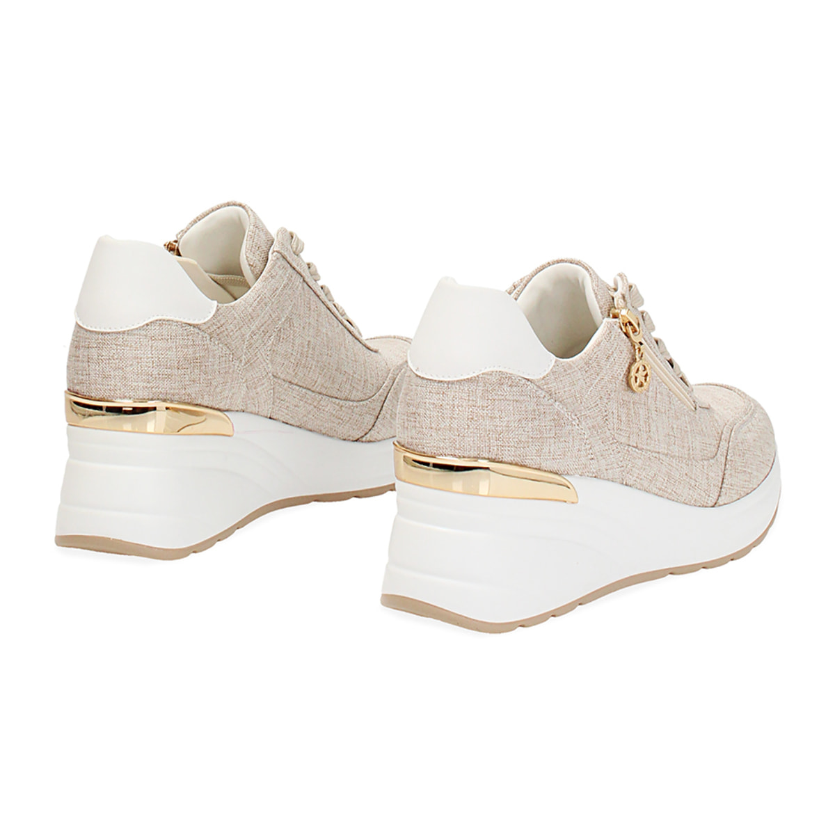 Sneakers donna beige in canvas