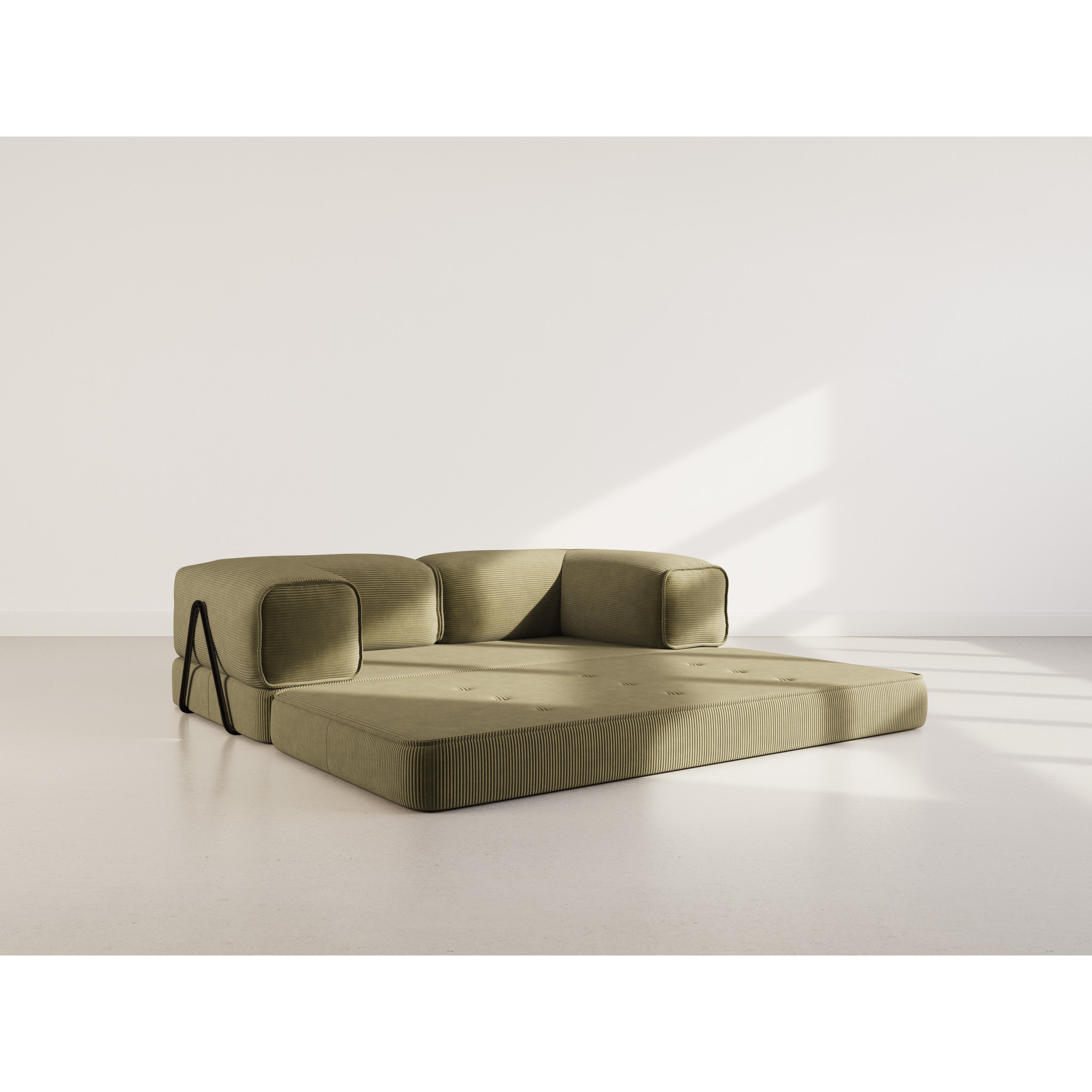 Poppy - canapé 3 places convertible en velours côtelé - Vert