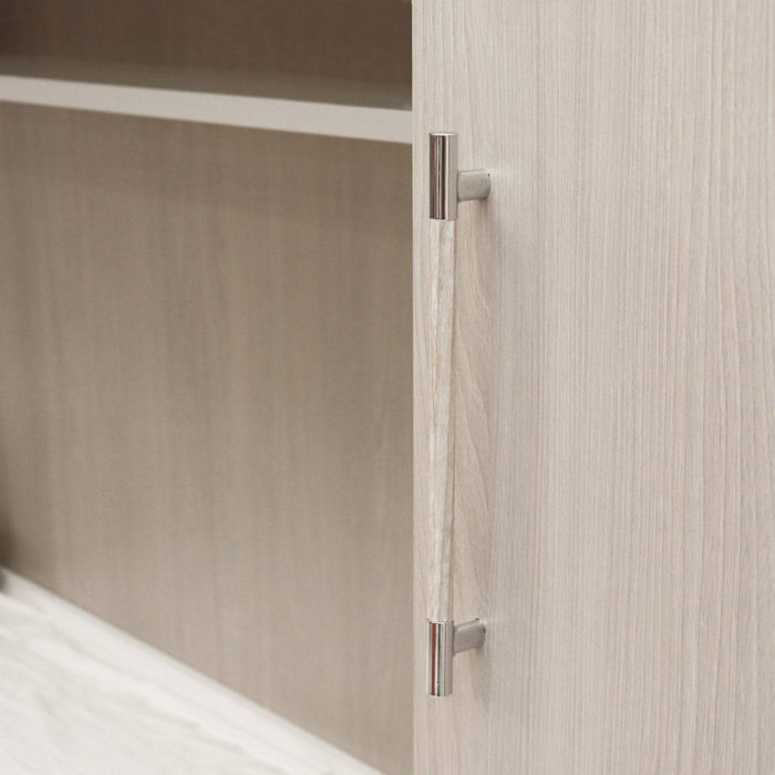 Cameretta completa con armadio 6 ante e divano letto con secondo letto estraibile, 293 x 90 x 247, Bianco