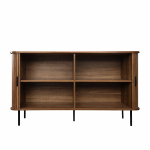 Buffet en bois cannelé à portes coulissantes 140cm AMINA