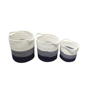 Lot de 3 paniers rond en corde de coton tressée - COTI