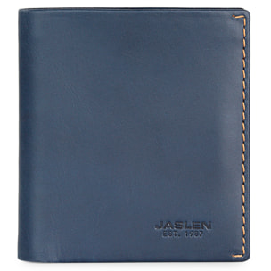 Cartera Hombre Piel Jaslen Lyon Azul Marino-Camel