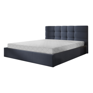 Mael - lit coffre - 180x200 - en tissu - sommier inclus - Bleu Ardoise