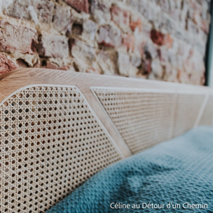 Pack lit en bois et cannage + Matelas mémoire de forme - LEONIE & MEMO HR