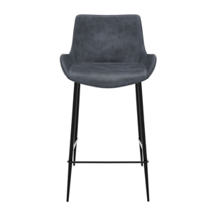 Lot de 2 chaises pour îlot central 65 cm en synthétique gris/noir - Pirata
