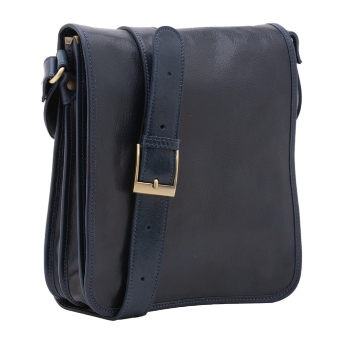 Borsa a tracolla uomo in vera pelle - Modello False - Made in Italy - 29.0 x 24.0 x 9.0 cm