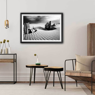 Poster dunes Affiche sous cadre noir