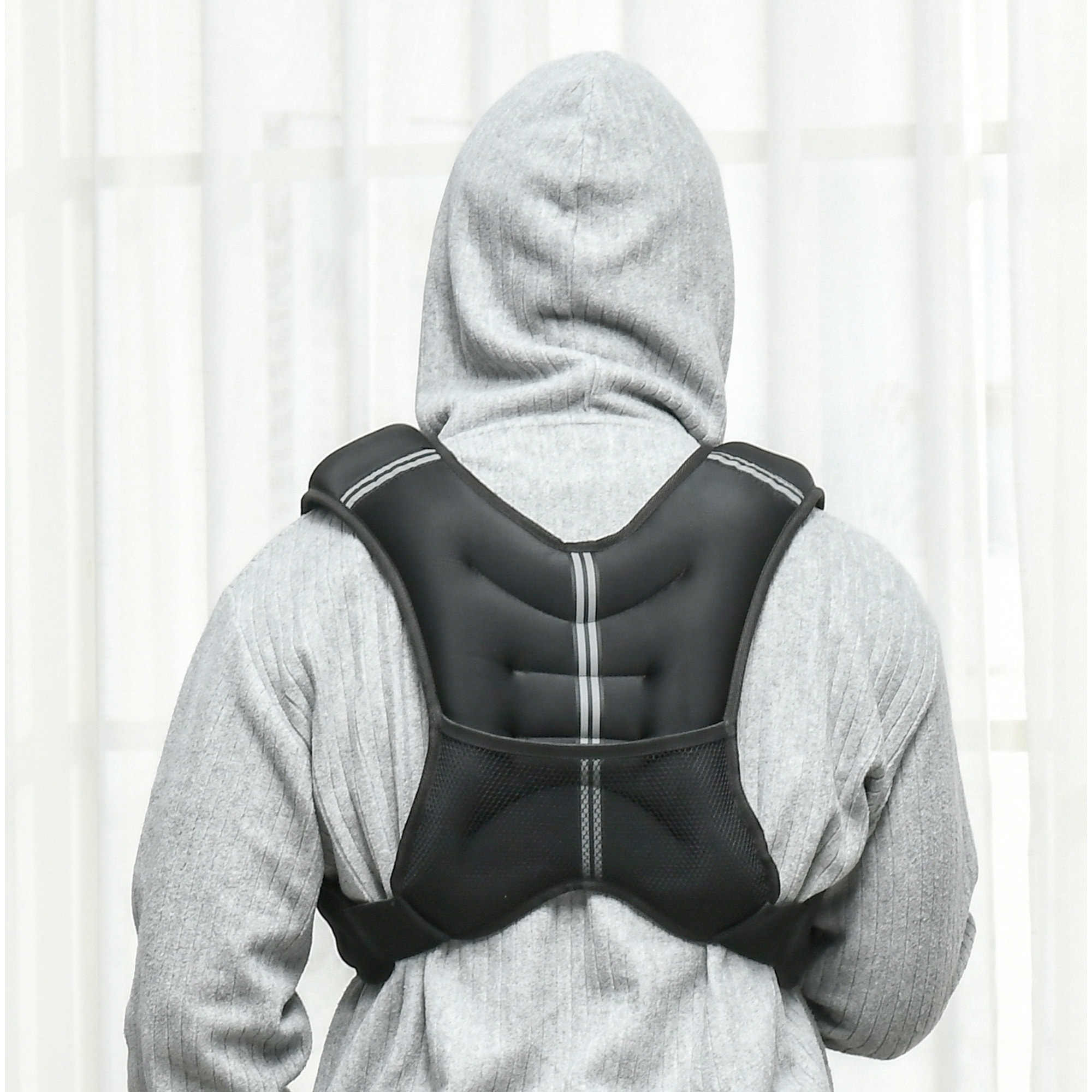 Gilet lesté 8 Kg - veste lestée de sport fitness - poche de rangement intégrée - Oxford noir