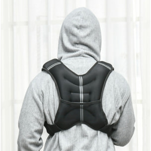 Gilet lesté 8 Kg - veste lestée de sport fitness - poche de rangement intégrée - Oxford noir