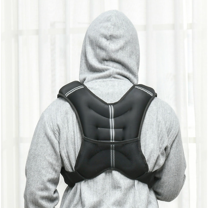 Gilet lesté 8 Kg - veste lestée de sport fitness - poche de rangement intégrée - Oxford noir