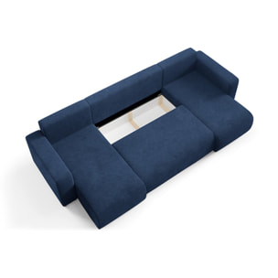 GLORIA - Canapé panoramique 6 places en tissu bleu