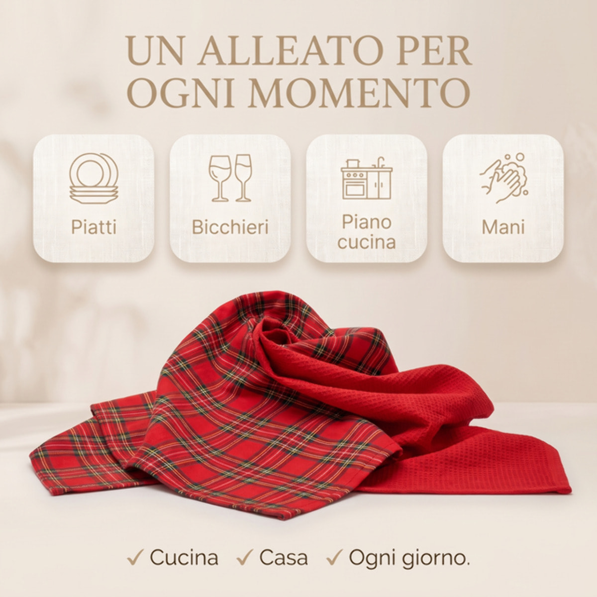Set strofinacci in cotone - ROSSO