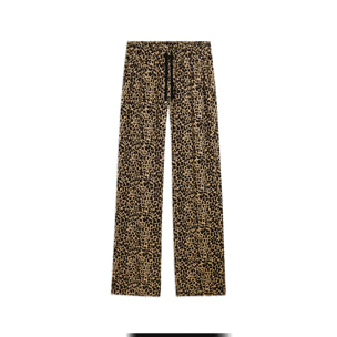 Pantaloni wide leg in viscosa fantasia animalier