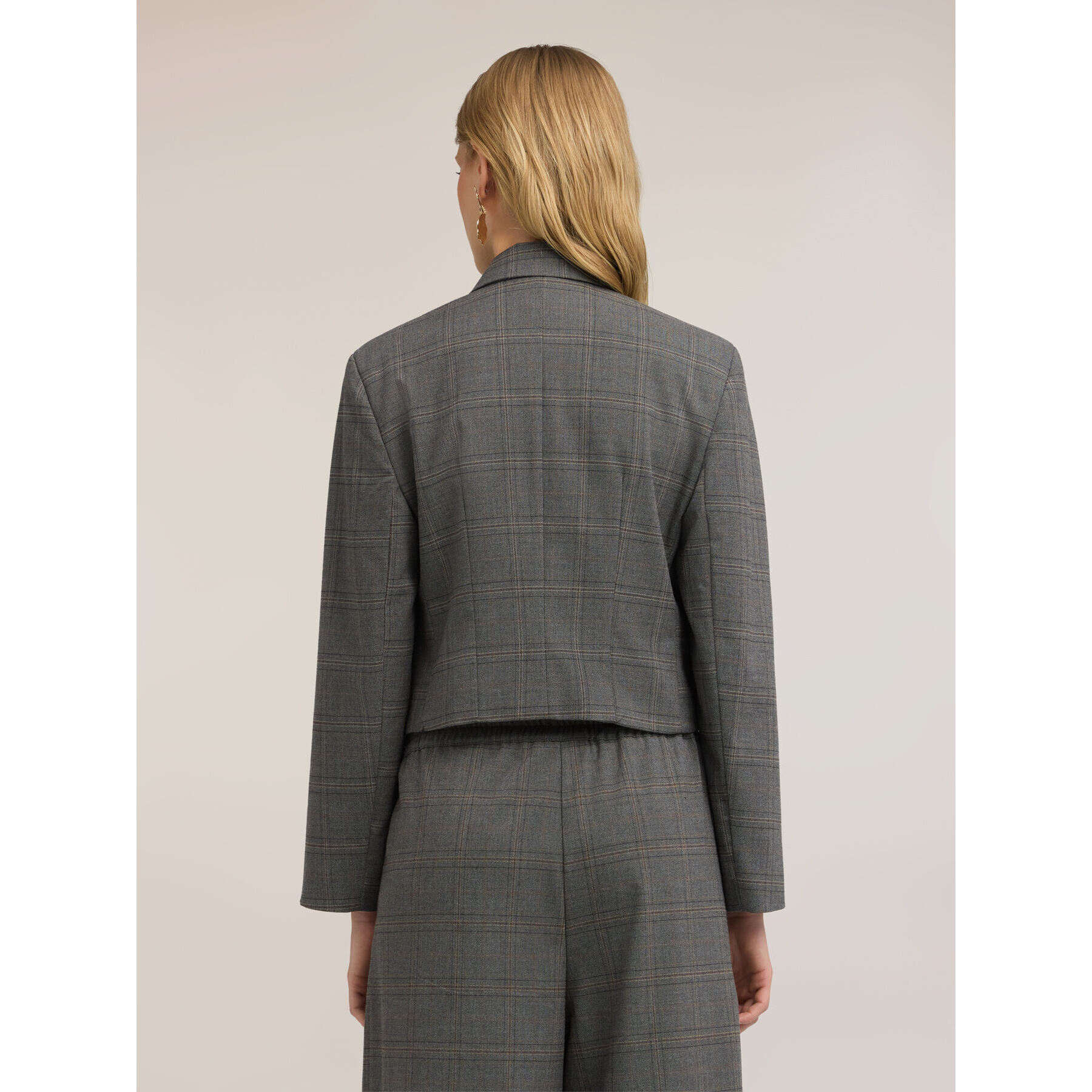 Motivi - Blazer cropped fantasia check - Grigio