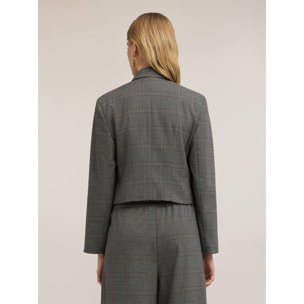 Motivi - Blazer cropped fantasia check - Grigio