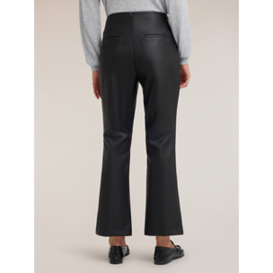 Motivi - Pantaloni kick flare con nervatura - Nero