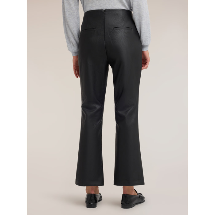 Motivi - Pantaloni kick flare con nervatura - Nero