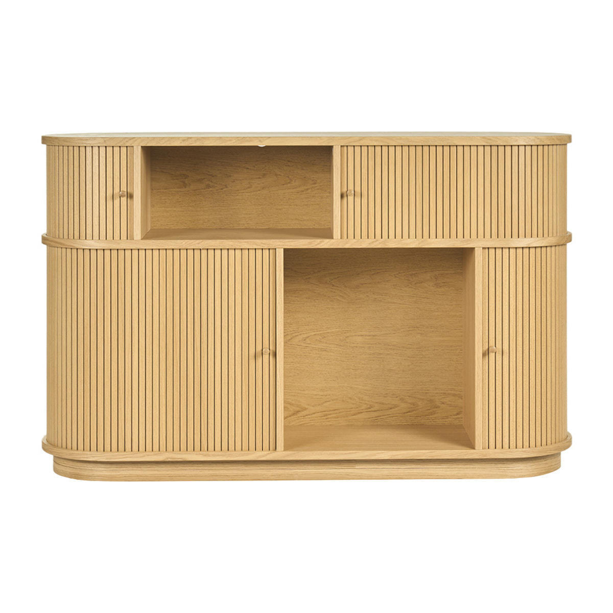 Console vintage en bois clair chêne avec portes coulissantes L120 cm EPIC