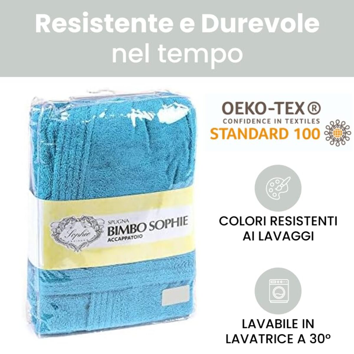 INTRECCI Accappatoio Bambino e Bambina, Accappatoio Spugna di Cotone, Assorbente, Morbido, per Pelli Sensibili, Certificato Oeko-Tex.