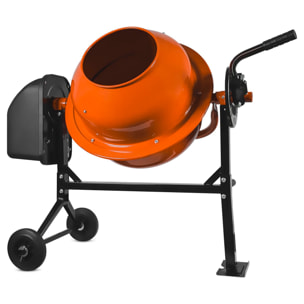 Betoniera Elettrica 140 Litri 550 Watt Impastatrice Miscelatore Cemento Con 2 Ruote Certificazione CE Telaio In Acciaio Per Malta Calcestruzzo 30 RPM