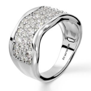 Anello a Fascia in Argento 925 con Pavé di Cubic Zirconia