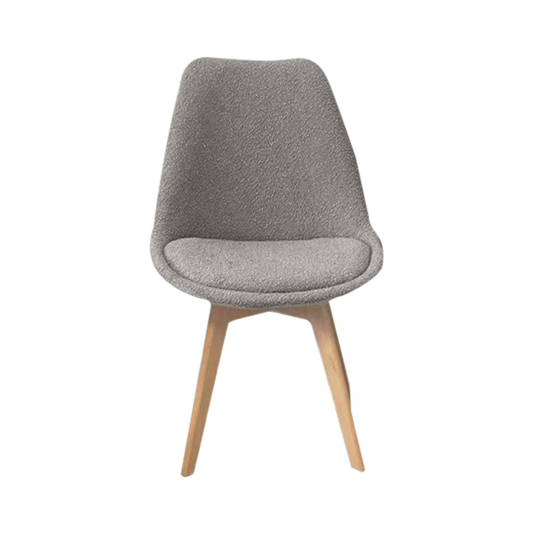 Lot de 4 chaises scandinaves revêtement bouclette texturée gris clair. pieds bois de hêtre - Nils