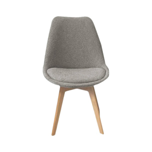 Lot de 4 chaises scandinaves revêtement bouclette texturée gris clair. pieds bois de hêtre - Nils