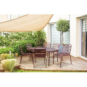 Table et chaises de jardin en métal "Bilbao" - 6 places - Terracotta