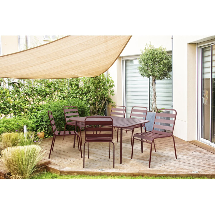 Table et chaises de jardin en métal "Bilbao" - 6 places - Terracotta