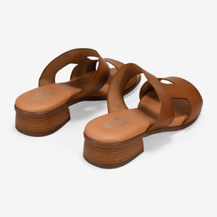 Sandalias de tacón cuero en piel