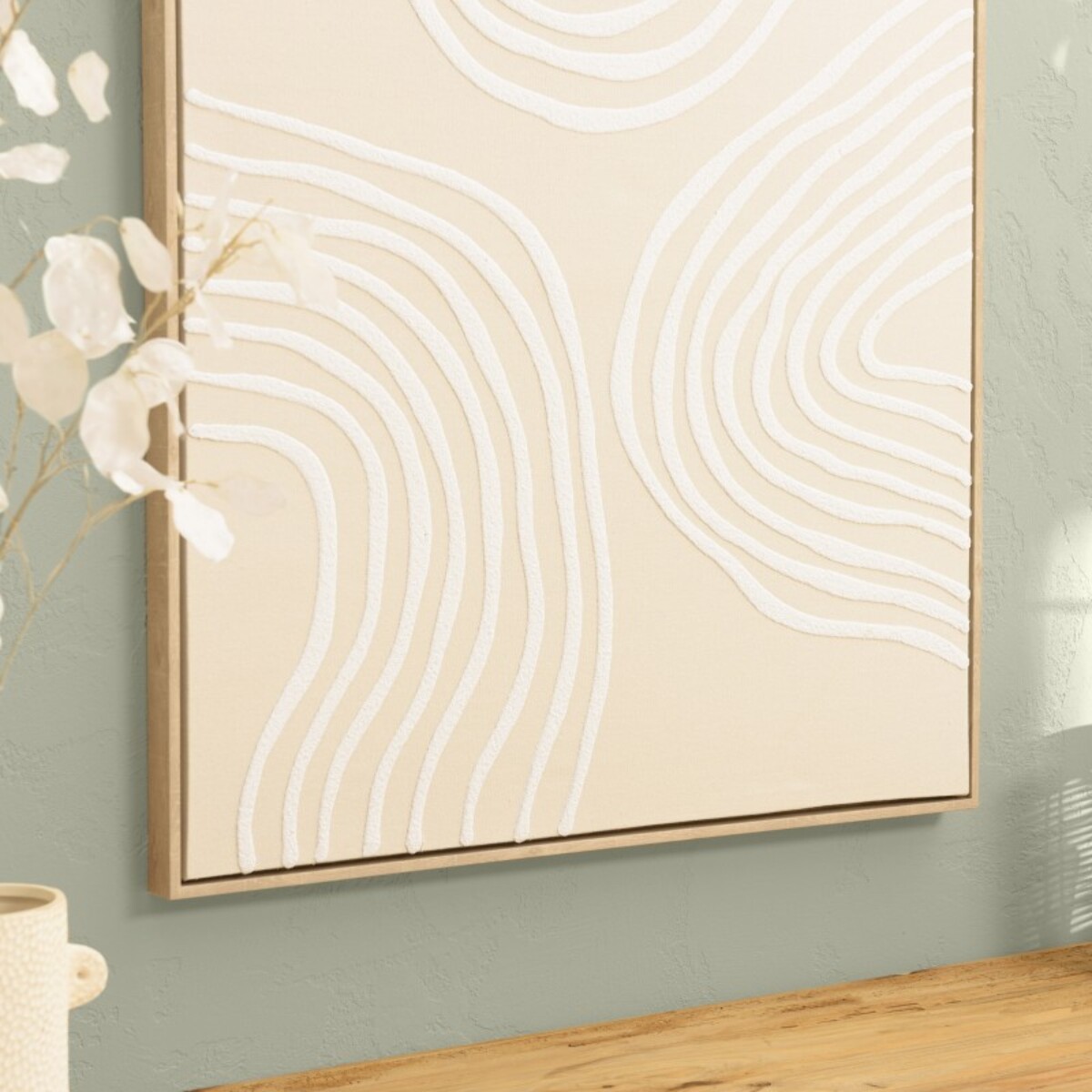 HOMER - Décoration murale A - 83x123cm lignes abstraites, cadre naturel