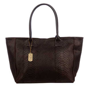 Avola borsa a spalla donna. Pelle autentica scamosciata con stampa serpente.