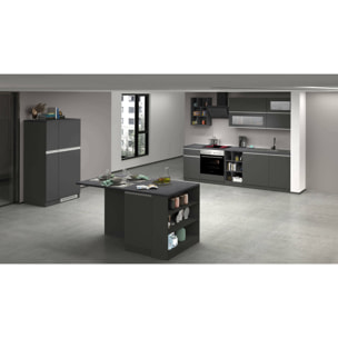 Cucina completa Dancelott, Set da cucina modulabile, Cucina componibile con più elementi, 100% Made in Italy, Antracite e Ardesia