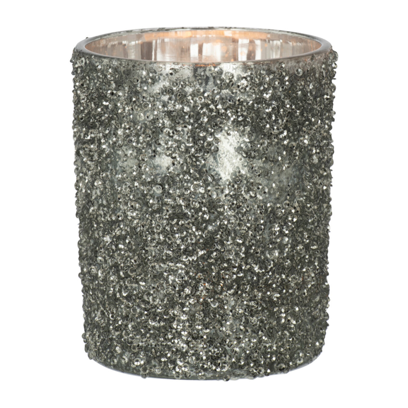 J-Line photophore Paillettes - verre - gris - large