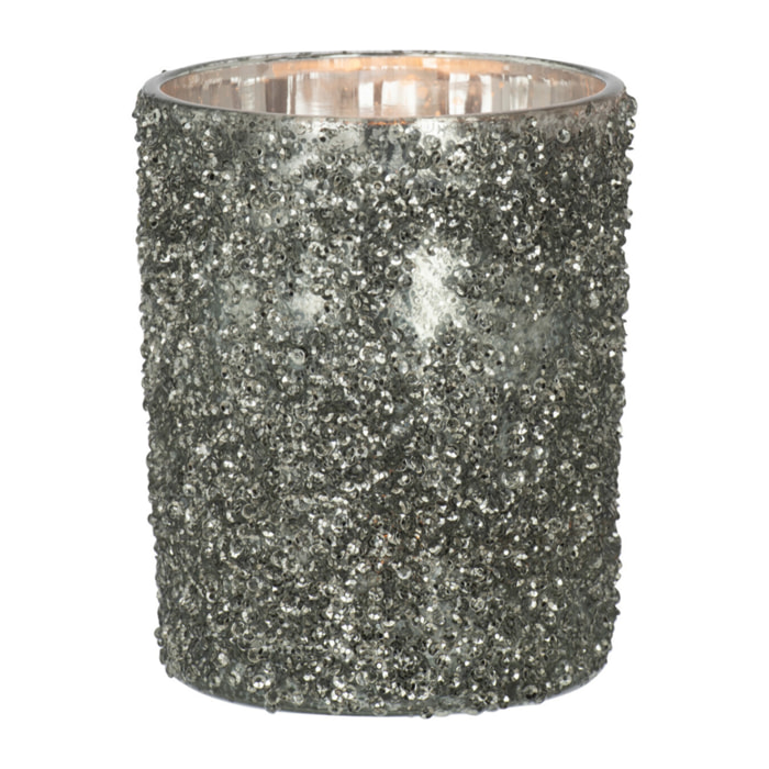 J-Line photophore Paillettes - verre - gris - large