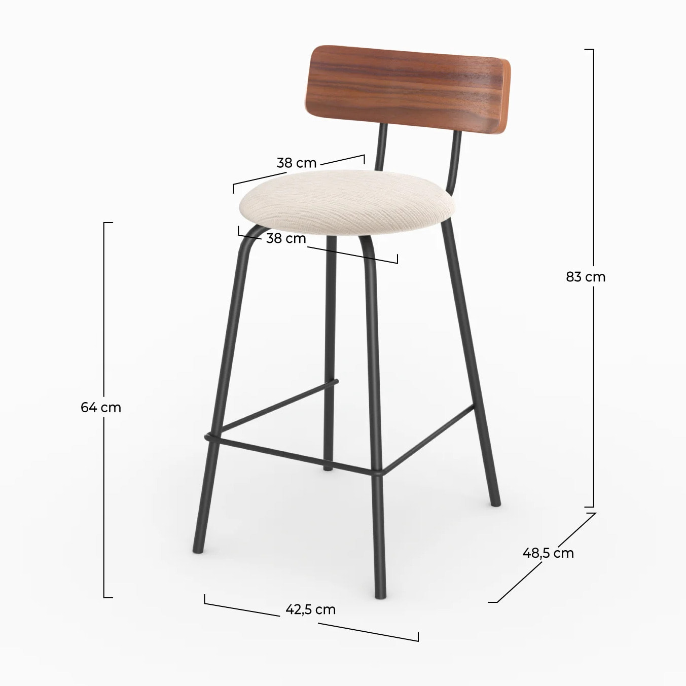 Lot de 2 chaises pour îlot central 64 cm en tissu beige - Alize