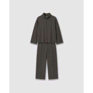 Set top pantalón costura fluido gris marengo