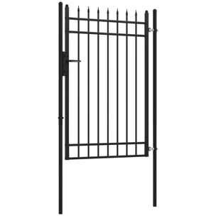 Puerta de Jardín Puerta para Valla de Acero Galvanizado con Decoración de Flechas Cerradura y Llaves Puerta para Exterior Patio 107x204 cm Negro