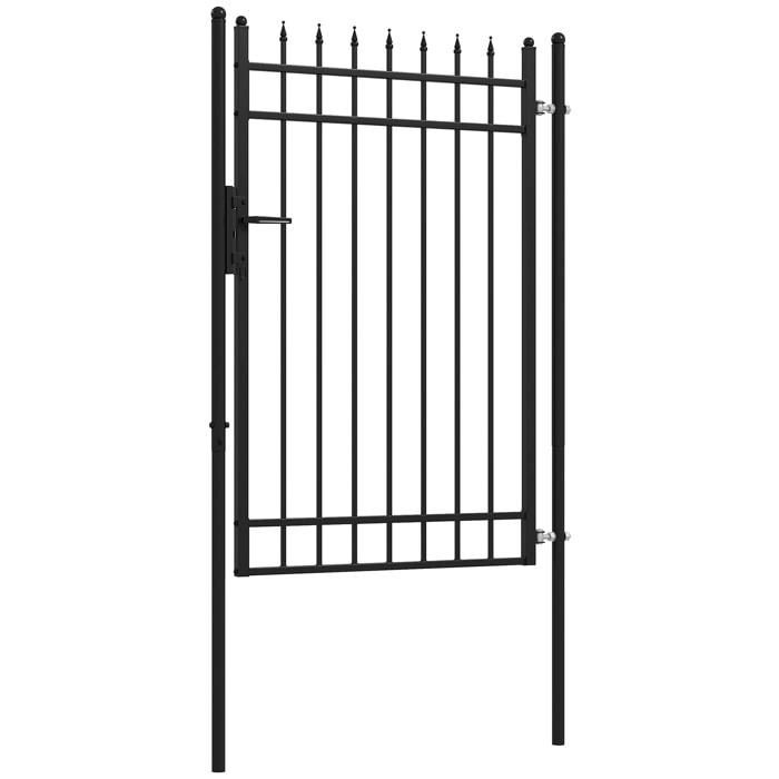 Puerta de Jardín Puerta para Valla de Acero Galvanizado con Decoración de Flechas Cerradura y Llaves Puerta para Exterior Patio 107x204 cm Negro