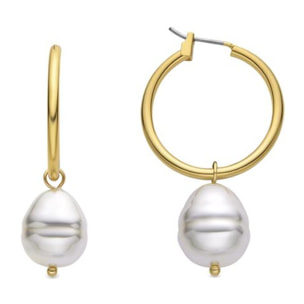 Pendientes con Perla Blanca acabado oro 18k