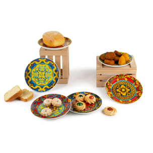 Set de 6 assiettes apéritif en porcelaine Excelsa – Trinacria, Multicolore